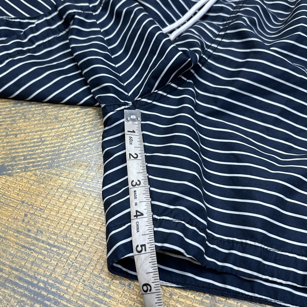 H&M Nylon Swim Shorts Mens Navy Blue White Stripes Large Trunks - Picture 11 of 11